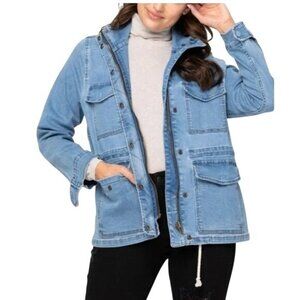 Judy Blue Womens M Denim Won't Lose My Way Utility‎ Jacket NWT